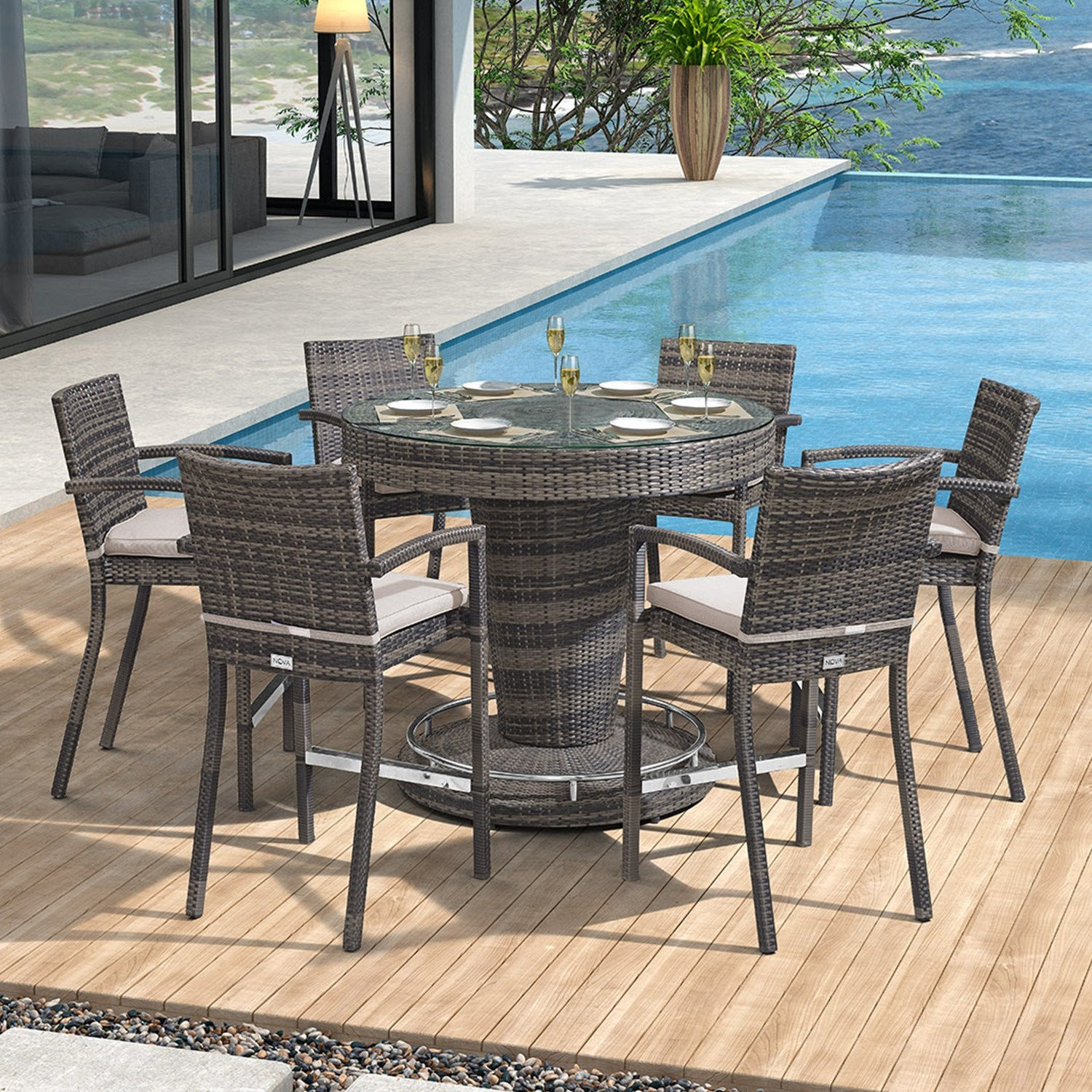 Henley 6 Seat Round Bar Set