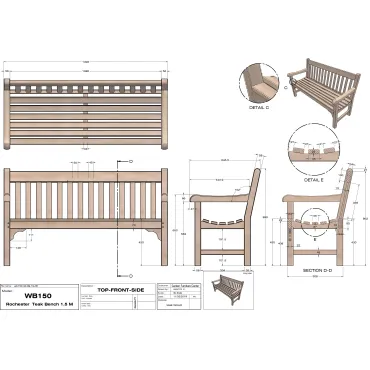 Rochester 1.5M Bench | FSC® Certified  - 18