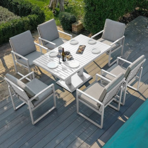 Amalfi Range Amalfi 6 Seat Rectangular Dining Set - With Rising Table