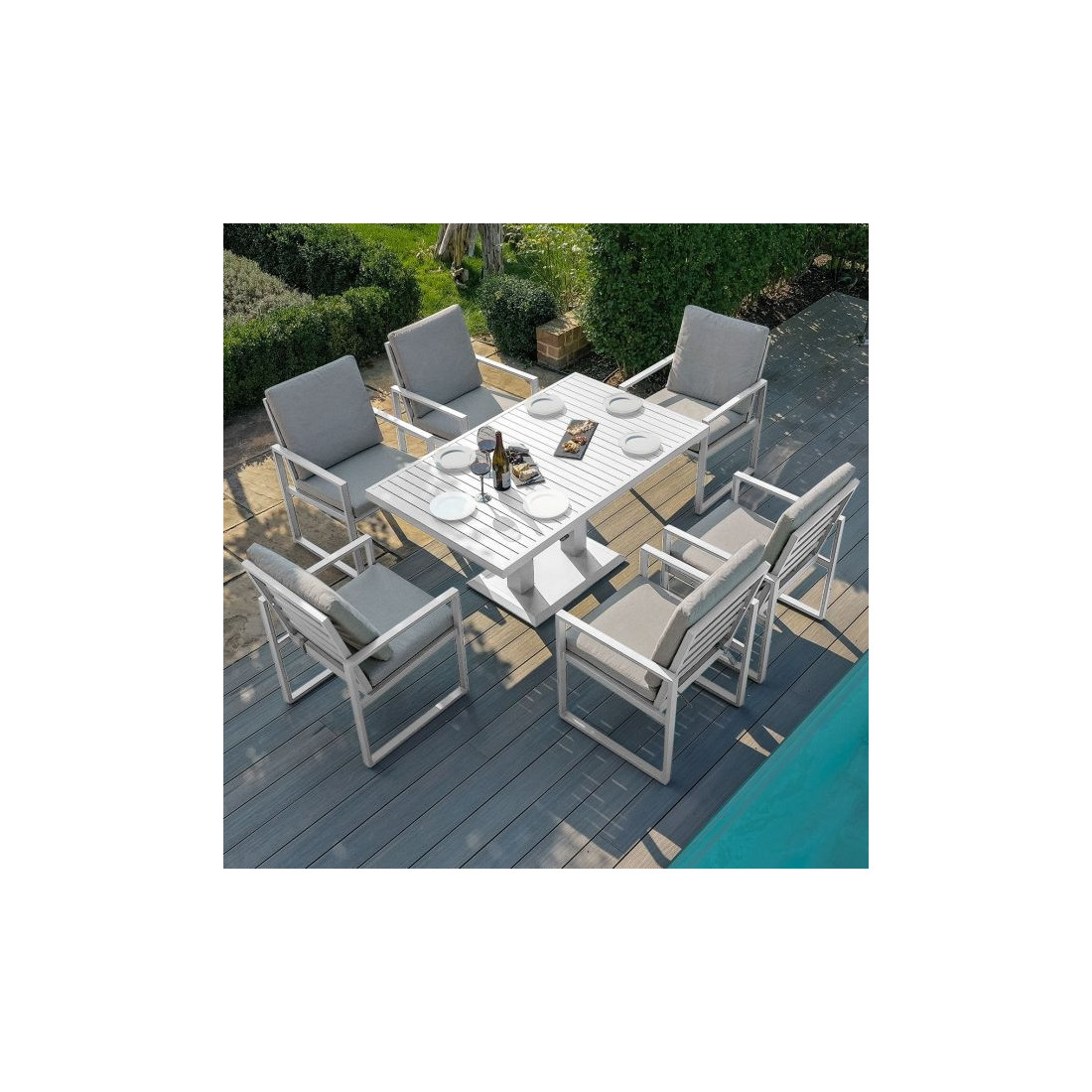 Amalfi Range Amalfi 6 Seat Rectangular Dining Set - With Rising Table