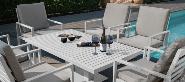 Amalfi Range Amalfi 6 Seat Rectangular Dining Set - With Rising Table