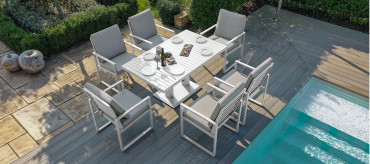 Amalfi Range Amalfi 6 Seat Rectangular Dining Set - With Rising Table