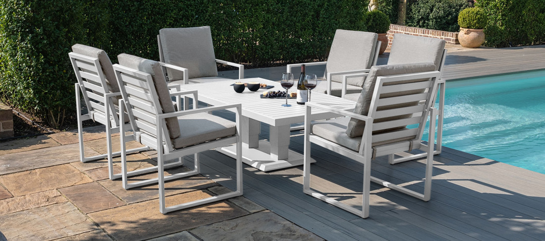 Amalfi Range Amalfi 6 Seat Rectangular Dining Set - With Rising Table