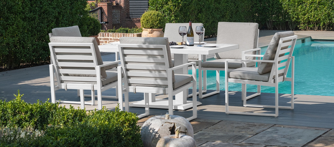 Amalfi Range Amalfi 6 Seat Rectangular Dining Set - With Rising Table