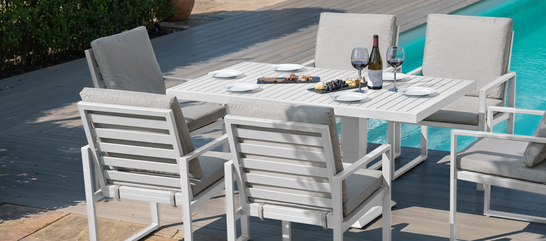 Amalfi Range Amalfi 6 Seat Rectangular Dining Set - With Rising Table