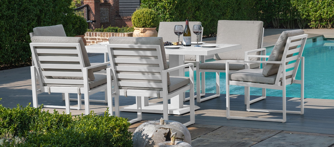 Amalfi Range Amalfi 6 Seat Rectangular Dining Set - With Rising Table