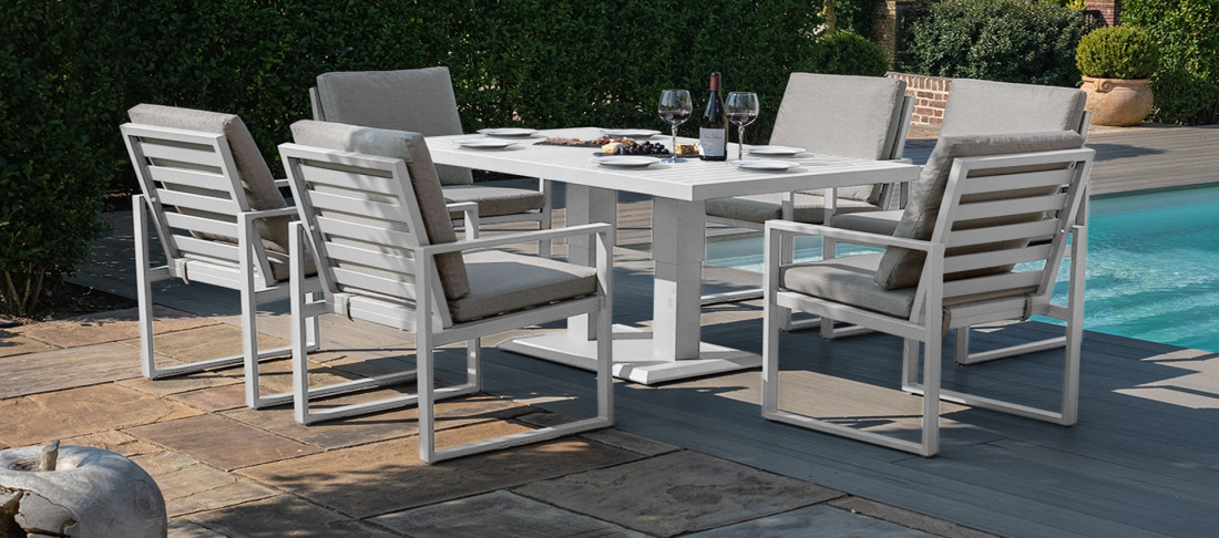 Amalfi Range Amalfi 6 Seat Rectangular Dining Set - With Rising Table