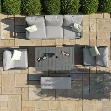 New York 3 Seat Sofa Aluminium Sofa Set - Rising Table & Bench