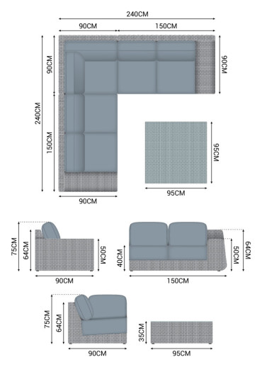 Luxor 2A Corner Sofa Set  - 3