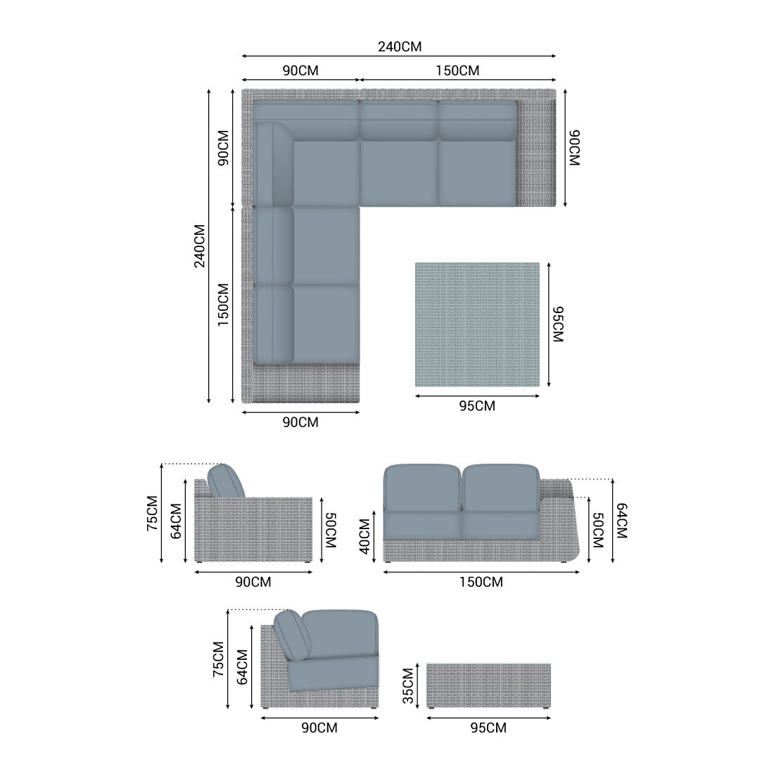 Luxor 2A Corner Sofa Set  - 3