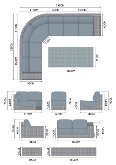 Luxor 4A Rattan Corner Sofa Set  - 3