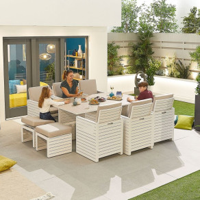 Aluminium Outdoor Dining Adria Aluminium 6 Seat Cube Set