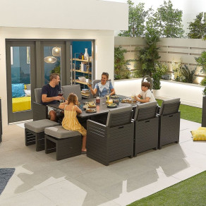 Aluminium Outdoor Dining Adria Aluminium 6 Seat Cube Set