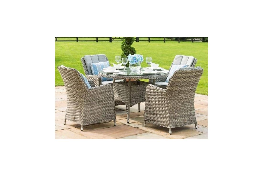 OXFORD 4 SEAT ROUND DINING SET WITH VENICE CHAIRS