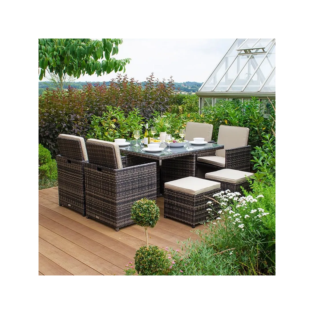 Celia 4 Seat Deluxe Cube Set with 4 Stools