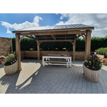 Cedar Gazebo 4.2 X 3.6M - Certified Teak