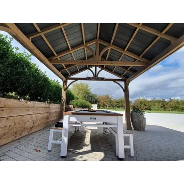 Cedar Gazebo 4.2 X 3.6M - Certified Teak